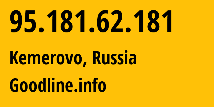 IP address 95.181.62.181 (Kemerovo, Kemerovo Oblast, Russia) get location, coordinates on map, ISP provider AS39927 Goodline.info // who is provider of ip address 95.181.62.181, whose IP address