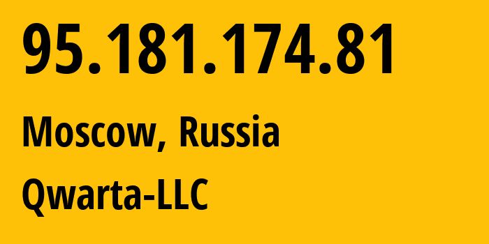 IP-адрес 95.181.174.81 (Москва, Москва, Россия) определить местоположение, координаты на карте, ISP провайдер AS0 Qwarta-LLC // кто провайдер айпи-адреса 95.181.174.81