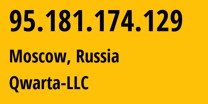 IP-адрес 95.181.174.129 (Москва, Москва, Россия) определить местоположение, координаты на карте, ISP провайдер AS0 Qwarta-LLC // кто провайдер айпи-адреса 95.181.174.129