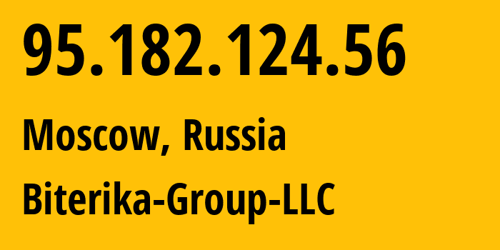 IP address 95.182.124.56 (Moscow, Moscow, Russia) get location, coordinates on map, ISP provider AS35048 Biterika-Group-LLC // who is provider of ip address 95.182.124.56, whose IP address