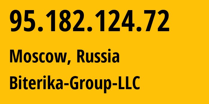 IP-адрес 95.182.124.72 (Москва, Москва, Россия) определить местоположение, координаты на карте, ISP провайдер AS35048 Biterika-Group-LLC // кто провайдер айпи-адреса 95.182.124.72