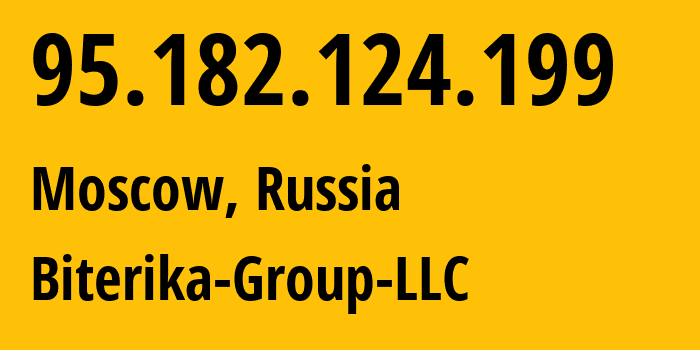 IP-адрес 95.182.124.199 (Москва, Москва, Россия) определить местоположение, координаты на карте, ISP провайдер AS35048 Biterika-Group-LLC // кто провайдер айпи-адреса 95.182.124.199