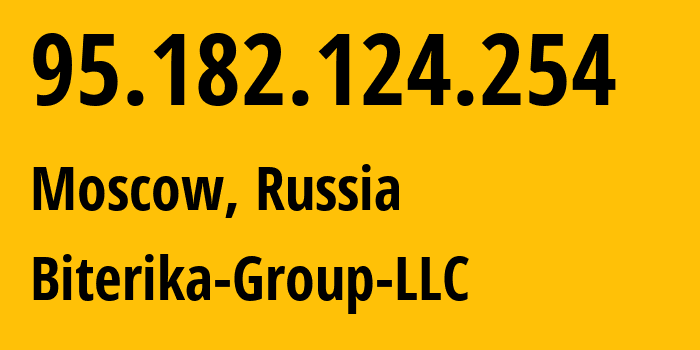 IP-адрес 95.182.124.254 (Москва, Москва, Россия) определить местоположение, координаты на карте, ISP провайдер AS35048 Biterika-Group-LLC // кто провайдер айпи-адреса 95.182.124.254