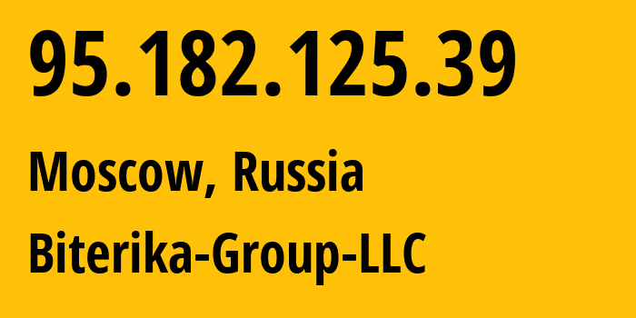 IP address 95.182.125.39 (Moscow, Moscow, Russia) get location, coordinates on map, ISP provider AS35048 Biterika-Group-LLC // who is provider of ip address 95.182.125.39, whose IP address