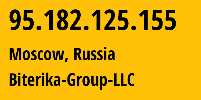 IP address 95.182.125.155 (Moscow, Moscow, Russia) get location, coordinates on map, ISP provider AS35048 Biterika-Group-LLC // who is provider of ip address 95.182.125.155, whose IP address