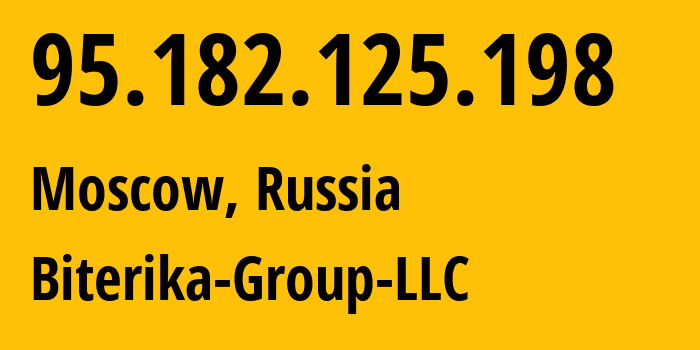 IP-адрес 95.182.125.198 (Москва, Москва, Россия) определить местоположение, координаты на карте, ISP провайдер AS35048 Biterika-Group-LLC // кто провайдер айпи-адреса 95.182.125.198