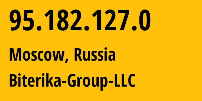 IP address 95.182.127.0 (Moscow, Moscow, Russia) get location, coordinates on map, ISP provider AS35048 Biterika-Group-LLC // who is provider of ip address 95.182.127.0, whose IP address