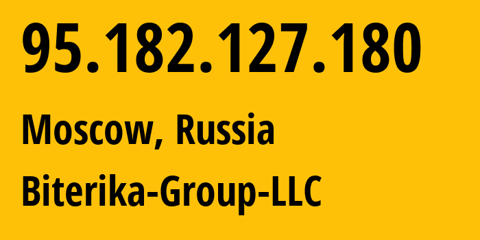 IP address 95.182.127.180 (Moscow, Moscow, Russia) get location, coordinates on map, ISP provider AS35048 Biterika-Group-LLC // who is provider of ip address 95.182.127.180, whose IP address