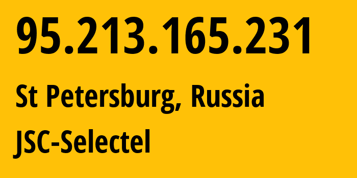 IP address 95.213.165.231 get location, coordinates on map, ISP provider AS49505 JSC-Selectel // who is provider of ip address 95.213.165.231, whose IP address