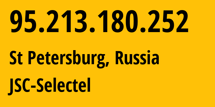 IP-адрес 95.213.180.252 (Санкт-Петербург, Санкт-Петербург, Россия) определить местоположение, координаты на карте, ISP провайдер AS49505 JSC-Selectel // кто провайдер айпи-адреса 95.213.180.252