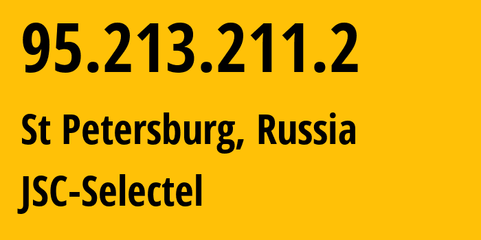 IP-адрес 95.213.211.2 (Санкт-Петербург, Санкт-Петербург, Россия) определить местоположение, координаты на карте, ISP провайдер AS49505 JSC-Selectel // кто провайдер айпи-адреса 95.213.211.2