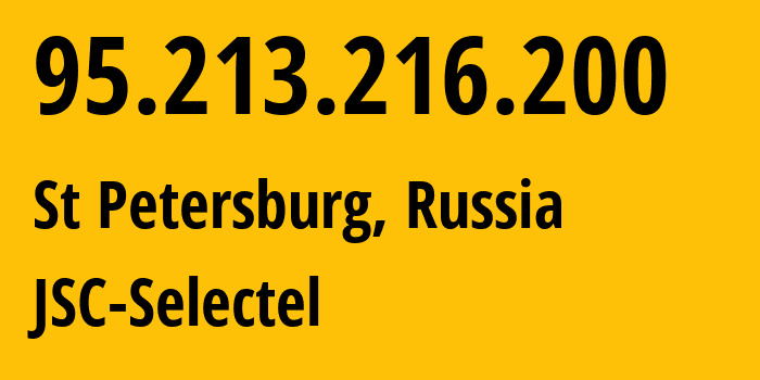 IP-адрес 95.213.216.200 (Санкт-Петербург, Санкт-Петербург, Россия) определить местоположение, координаты на карте, ISP провайдер AS49505 JSC-Selectel // кто провайдер айпи-адреса 95.213.216.200