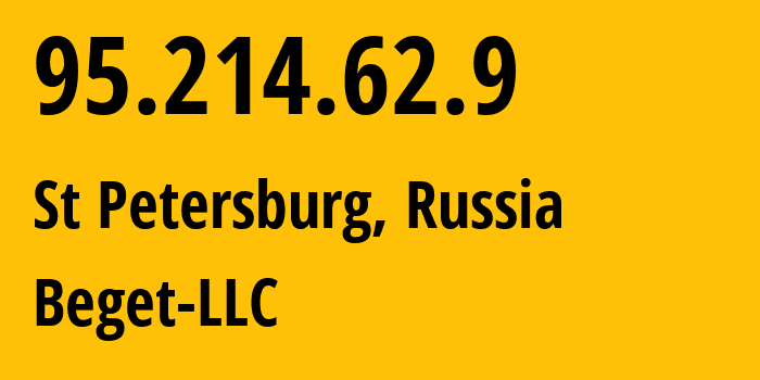 IP address 95.214.62.9 (St Petersburg, St.-Petersburg, Russia) get location, coordinates on map, ISP provider AS198610 Beget-LLC // who is provider of ip address 95.214.62.9, whose IP address