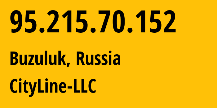 IP address 95.215.70.152 (Buzuluk, Orenburg Oblast, Russia) get location, coordinates on map, ISP provider AS48909 CityLine-LLC // who is provider of ip address 95.215.70.152, whose IP address