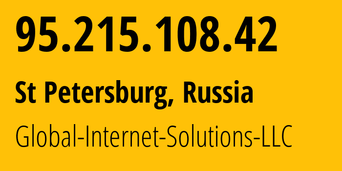 IP-адрес 95.215.108.42 (Санкт-Петербург, Санкт-Петербург, Россия) определить местоположение, координаты на карте, ISP провайдер AS207713 Global-Internet-Solutions-LLC // кто провайдер айпи-адреса 95.215.108.42