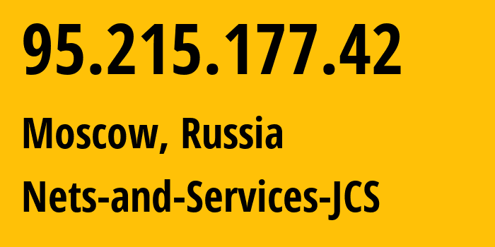 IP address 95.215.177.42 (Moscow, Moscow, Russia) get location, coordinates on map, ISP provider AS57174 Nets-and-Services-JCS // who is provider of ip address 95.215.177.42, whose IP address