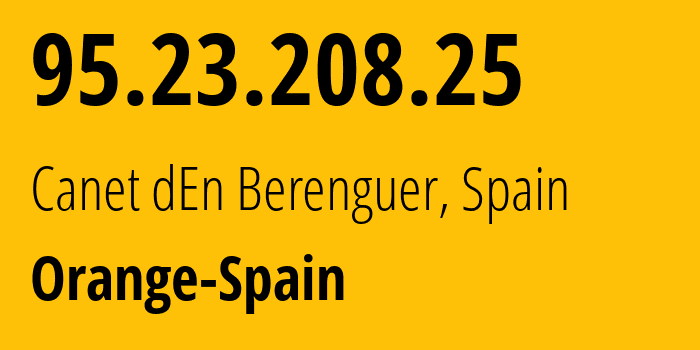 IP-адрес 95.23.208.25 (Canet dEn Berenguer, Область Валенсия, Испания) определить местоположение, координаты на карте, ISP провайдер AS12479 Orange-Spain // кто провайдер айпи-адреса 95.23.208.25