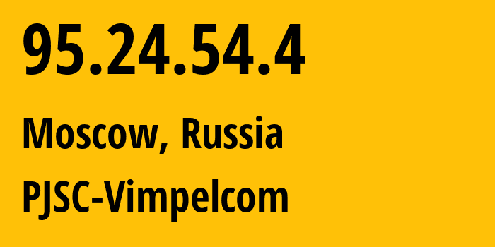 IP address 95.24.54.4 (Moscow, Moscow, Russia) get location, coordinates on map, ISP provider AS8402 PJSC-Vimpelcom // who is provider of ip address 95.24.54.4, whose IP address