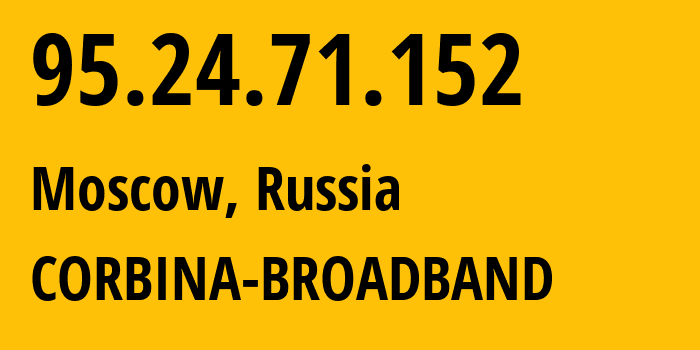 IP-адрес 95.24.71.152 (Москва, Москва, Россия) определить местоположение, координаты на карте, ISP провайдер AS8402 CORBINA-BROADBAND // кто провайдер айпи-адреса 95.24.71.152