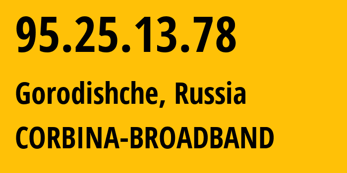 IP address 95.25.13.78 (Volgograd, Volgograd Oblast, Russia) get location, coordinates on map, ISP provider AS8402 CORBINA-BROADBAND // who is provider of ip address 95.25.13.78, whose IP address