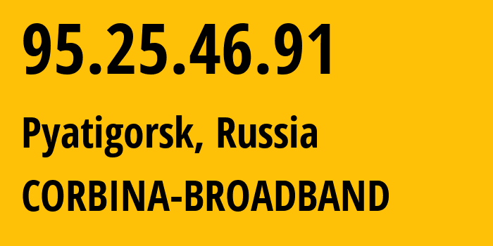 IP address 95.25.46.91 (Moscow, Moscow, Russia) get location, coordinates on map, ISP provider AS8402 CORBINA-BROADBAND // who is provider of ip address 95.25.46.91, whose IP address