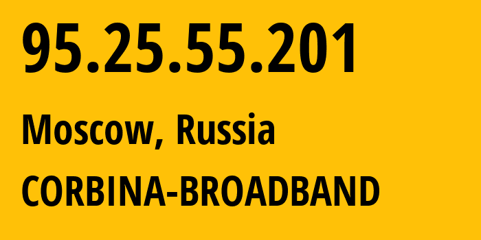 IP-адрес 95.25.55.201 (Ростов-на-Дону, Ростовская Область, Россия) определить местоположение, координаты на карте, ISP провайдер AS8402 CORBINA-BROADBAND // кто провайдер айпи-адреса 95.25.55.201