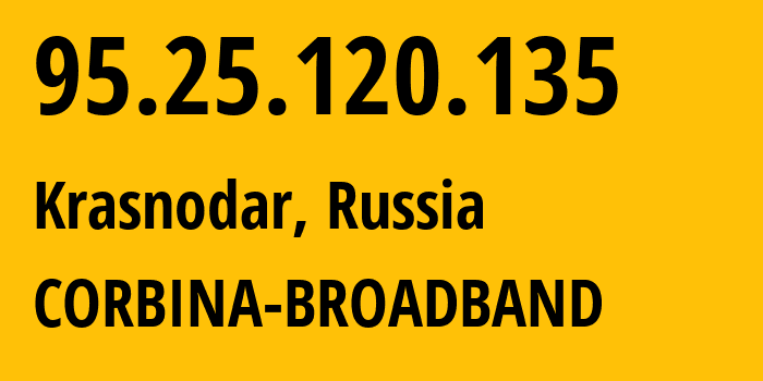 IP address 95.25.120.135 (Moscow, Moscow, Russia) get location, coordinates on map, ISP provider AS3216 CORBINA-BROADBAND // who is provider of ip address 95.25.120.135, whose IP address