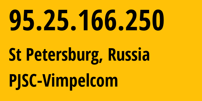 IP address 95.25.166.250 (St Petersburg, St.-Petersburg, Russia) get location, coordinates on map, ISP provider AS3216 PJSC-Vimpelcom // who is provider of ip address 95.25.166.250, whose IP address