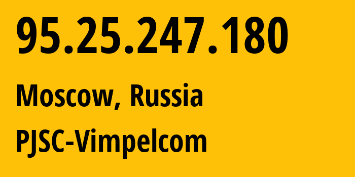 IP address 95.25.247.180 (Kaluga, Kaluga Oblast, Russia) get location, coordinates on map, ISP provider AS8402 PJSC-Vimpelcom // who is provider of ip address 95.25.247.180, whose IP address