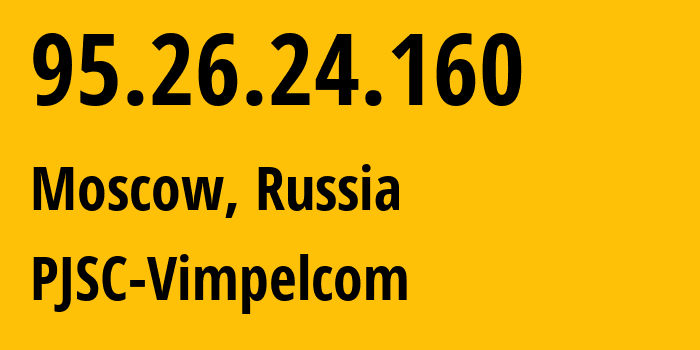 IP address 95.26.24.160 (Tula, Tula Oblast, Russia) get location, coordinates on map, ISP provider AS8402 PJSC-Vimpelcom // who is provider of ip address 95.26.24.160, whose IP address