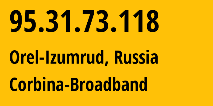 IP address 95.31.73.118 get location, coordinates on map, ISP provider AS42110 Corbina-Broadband // who is provider of ip address 95.31.73.118, whose IP address