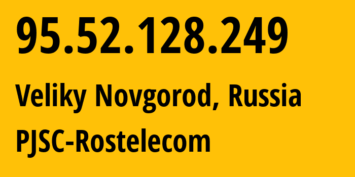 IP address 95.52.128.249 (Veliky Novgorod, Novgorod Oblast, Russia) get location, coordinates on map, ISP provider AS12389 PJSC-Rostelecom // who is provider of ip address 95.52.128.249, whose IP address