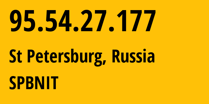 IP address 95.54.27.177 (St Petersburg, St.-Petersburg, Russia) get location, coordinates on map, ISP provider AS12389 SPBNIT // who is provider of ip address 95.54.27.177, whose IP address