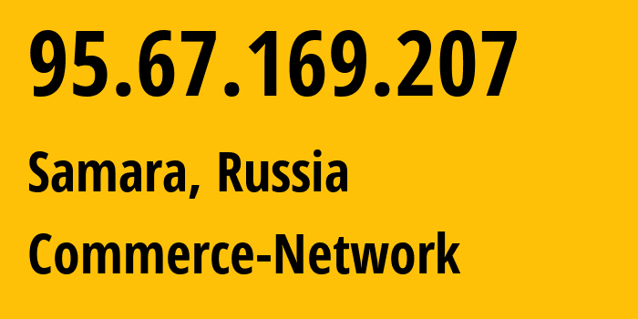 IP address 95.67.169.207 (Zhigulevsk, Samara Oblast, Russia) get location, coordinates on map, ISP provider AS12389 Commerce-Network // who is provider of ip address 95.67.169.207, whose IP address