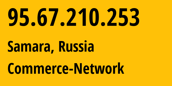 IP address 95.67.210.253 (Samara, Samara Oblast, Russia) get location, coordinates on map, ISP provider AS12389 Commerce-Network // who is provider of ip address 95.67.210.253, whose IP address