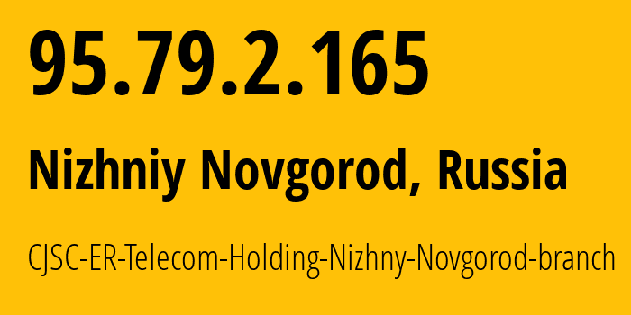 IP-адрес 95.79.2.165 (Нижний Новгород, Нижегородская Область, Россия) определить местоположение, координаты на карте, ISP провайдер AS42682 CJSC-ER-Telecom-Holding-Nizhny-Novgorod-branch // кто провайдер айпи-адреса 95.79.2.165