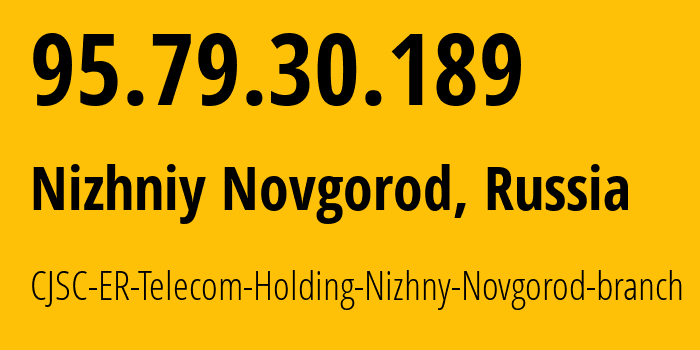 IP address 95.79.30.189 (Nizhniy Novgorod, Nizhny Novgorod Oblast, Russia) get location, coordinates on map, ISP provider AS42682 CJSC-ER-Telecom-Holding-Nizhny-Novgorod-branch // who is provider of ip address 95.79.30.189, whose IP address