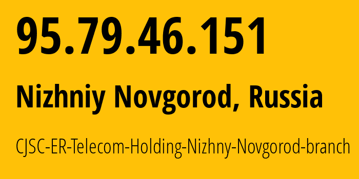 IP address 95.79.46.151 (Nizhniy Novgorod, Nizhny Novgorod Oblast, Russia) get location, coordinates on map, ISP provider AS42682 CJSC-ER-Telecom-Holding-Nizhny-Novgorod-branch // who is provider of ip address 95.79.46.151, whose IP address