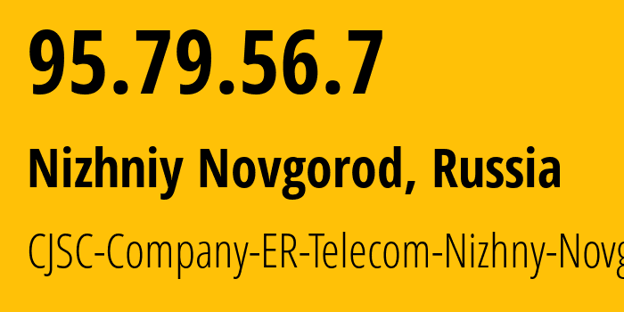 IP address 95.79.56.7 (Nizhniy Novgorod, Nizhny Novgorod Oblast, Russia) get location, coordinates on map, ISP provider AS42682 CJSC-Company-ER-Telecom-Nizhny-Novgorod // who is provider of ip address 95.79.56.7, whose IP address