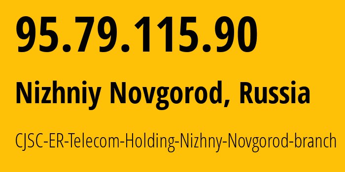 IP-адрес 95.79.115.90 (Нижний Новгород, Нижегородская Область, Россия) определить местоположение, координаты на карте, ISP провайдер AS42682 CJSC-ER-Telecom-Holding-Nizhny-Novgorod-branch // кто провайдер айпи-адреса 95.79.115.90