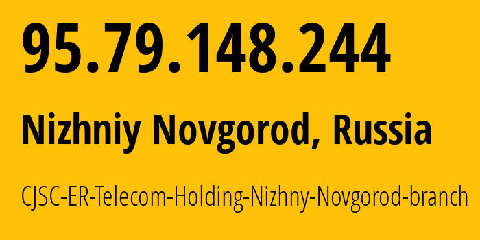 IP address 95.79.148.244 (Nizhniy Novgorod, Nizhny Novgorod Oblast, Russia) get location, coordinates on map, ISP provider AS42682 CJSC-ER-Telecom-Holding-Nizhny-Novgorod-branch // who is provider of ip address 95.79.148.244, whose IP address