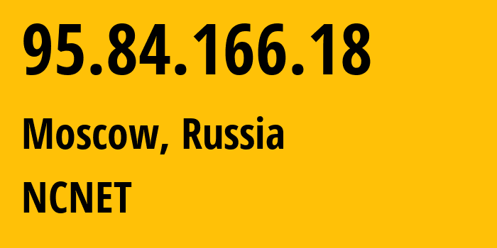 IP address 95.84.166.18 (Moscow, Moscow, Russia) get location, coordinates on map, ISP provider AS42610 NCNET // who is provider of ip address 95.84.166.18, whose IP address