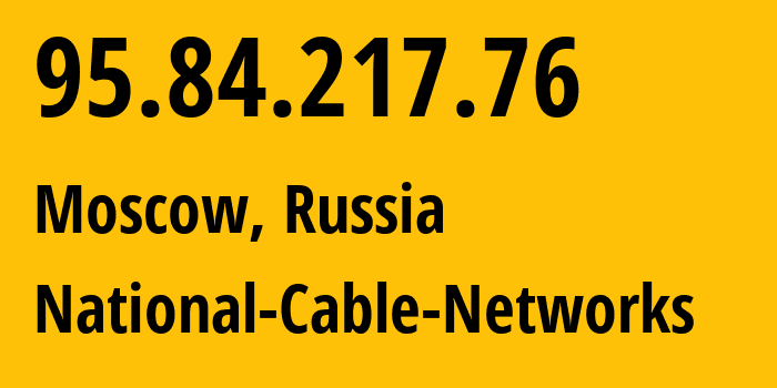 IP address 95.84.217.76 (Moscow, Moscow, Russia) get location, coordinates on map, ISP provider AS42610 National-Cable-Networks // who is provider of ip address 95.84.217.76, whose IP address