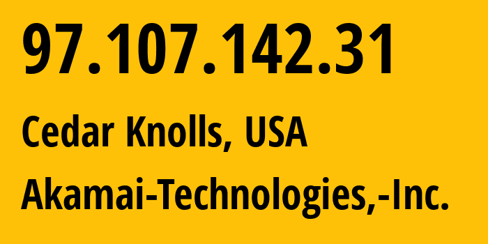 IP-адрес 97.107.142.31 (Cedar Knolls, Нью-Джерси, США) определить местоположение, координаты на карте, ISP провайдер AS63949 Akamai-Technologies,-Inc. // кто провайдер айпи-адреса 97.107.142.31