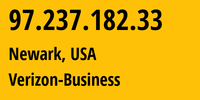 IP address 97.237.182.33 (Newark, New Jersey, USA) get location, coordinates on map, ISP provider AS22394 Verizon-Business // who is provider of ip address 97.237.182.33, whose IP address