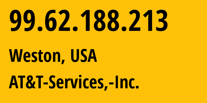 IP-адрес 99.62.188.213 (Уэстон, Флорида, США) определить местоположение, координаты на карте, ISP провайдер AS7018 AT&T-Services,-Inc. // кто провайдер айпи-адреса 99.62.188.213