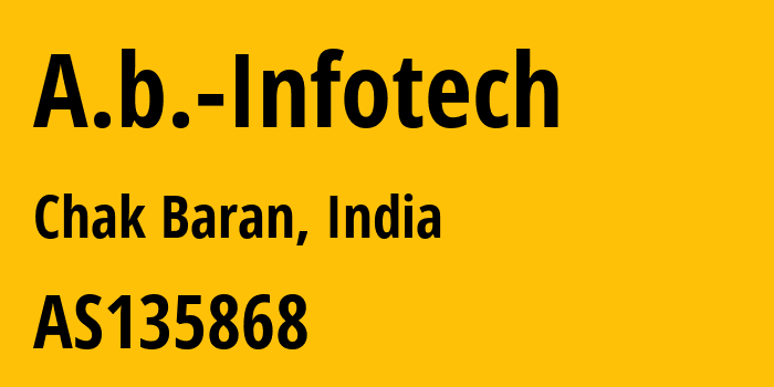 Информация о провайдере A.b.-Infotech AS135868 A.b. Infotech: все IP-адреса, network, все айпи-подсети