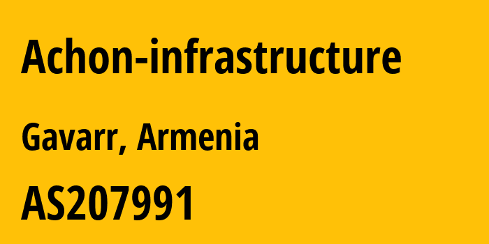 Информация о провайдере Achon-infrastructure AS207991 ACHON LLC: все IP-адреса, network, все айпи-подсети