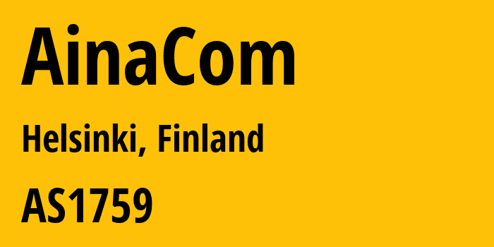 Информация о провайдере AinaCom AS1759 Telia Finland Oyj: все IP-адреса, network, все айпи-подсети