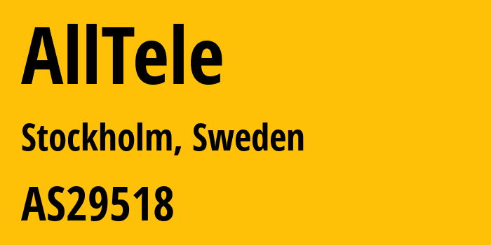 Информация о провайдере AllTele AS29518 Bredband2 AB: все IP-адреса, network, все айпи-подсети